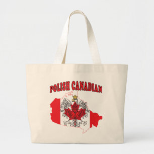 Polish Canadian Canada Flag Map Large Tote Bag