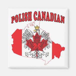 Polish Canadian Canada Flag Map Magnet