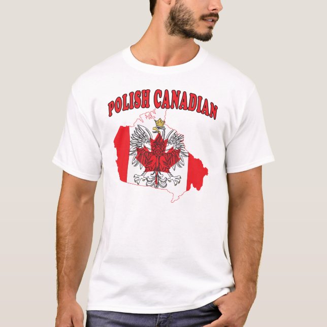 Polish Canadian Canada Flag Map T-Shirt (Front)