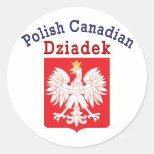 Polish Canadian Eagle Shield Dziadek Classic Round Sticker