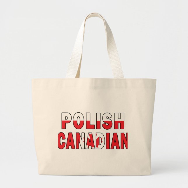 Polish Canadian Flag Large Tote Bag (Front)