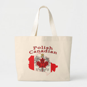 Polish Canadian Flag Map Large Tote Bag