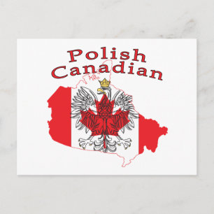 Polish Canadian Flag Map Postcard