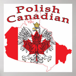 Polish Canadian Flag Map Poster