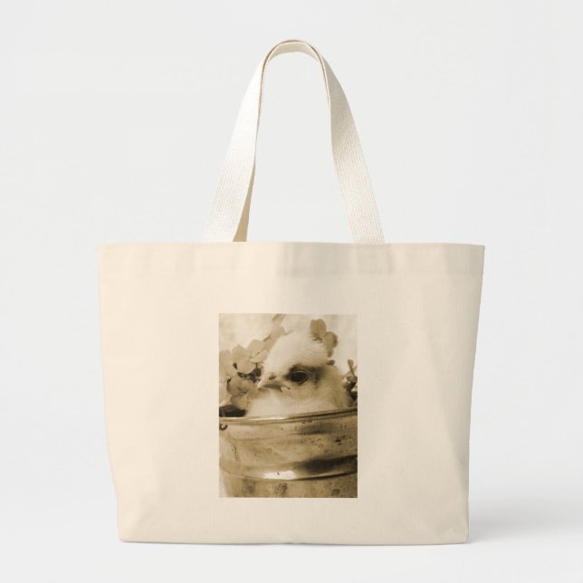 Polish Chick in Sepia Large Tote Bag (Front)