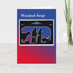 Polish Christmas Card, Manger Scene Holiday Card
