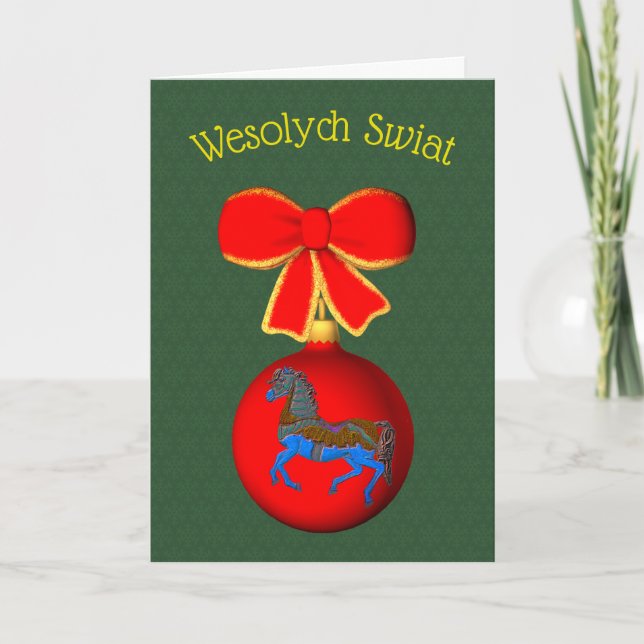 Polish Christmas Greeting Card Ornament Bow (Front)