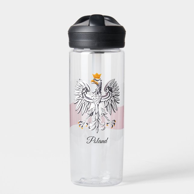 Polish Coat of Arms, Flag, Poland Water Bottle (Front)