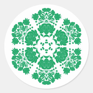 Polish design flowers classic round sticker