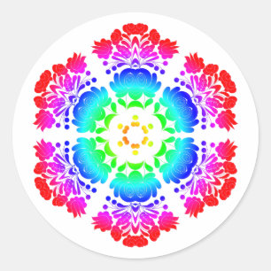 Polish design flowers classic round sticker