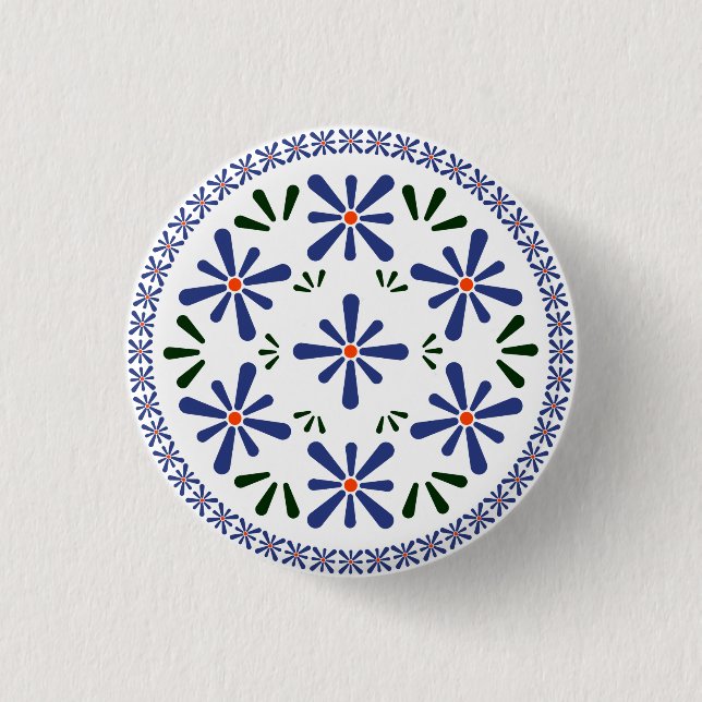 Polish design of traditional ceramics. 3 cm round badge (Front)