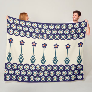 Polish design of traditional ceramics fleece blanket
