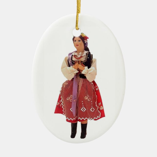 Polish Doll Ceramic Tree Decoration (Front)