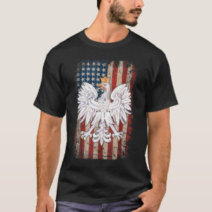 Polish Eagle American Flag Pride Poland T-Shirt
