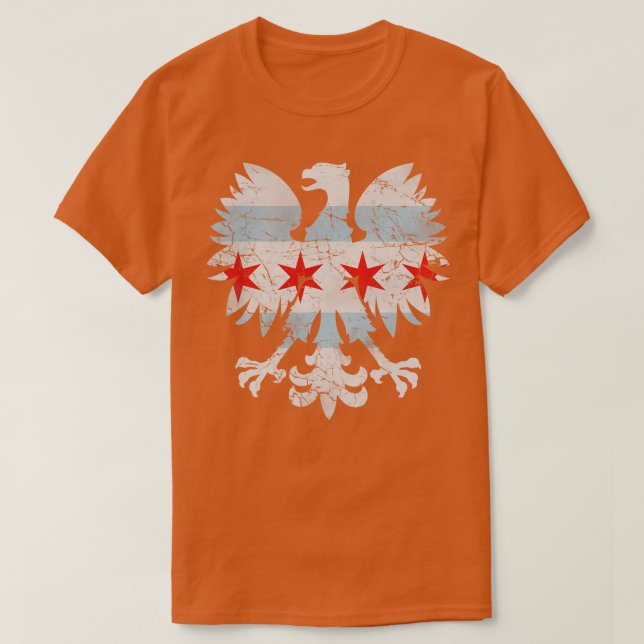 Polish Eagle Chicago Flag T-Shirt (Design Front)