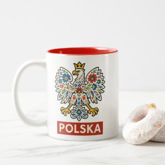 Polish Eagle Floral Folk Polska Two-Tone Coffee Mug