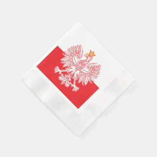 Polish Eagle Outlined In Red Napkin