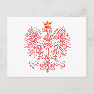 Polish Eagle Outlined In Red Postcard