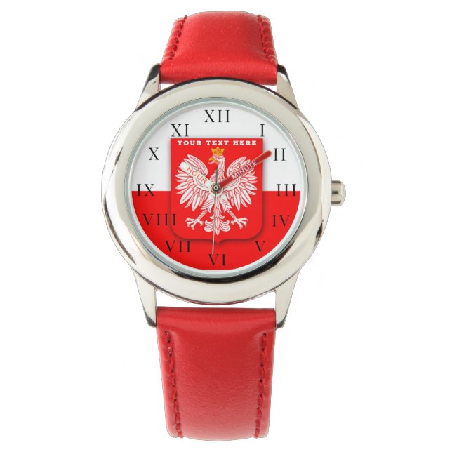 Polish Eagle Polska Polski Flag Emblem Watch (Front)