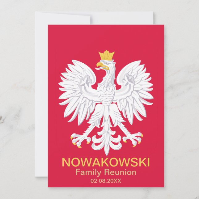 Polish Eagle 🦅 Polski Poland Crest Reunion Invitation (Front)