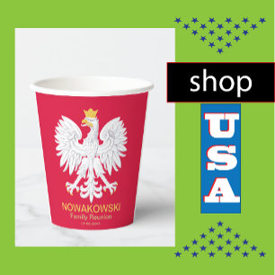 Polish Eagle 🦅 Polski Poland Crest Reunion Paper Cups