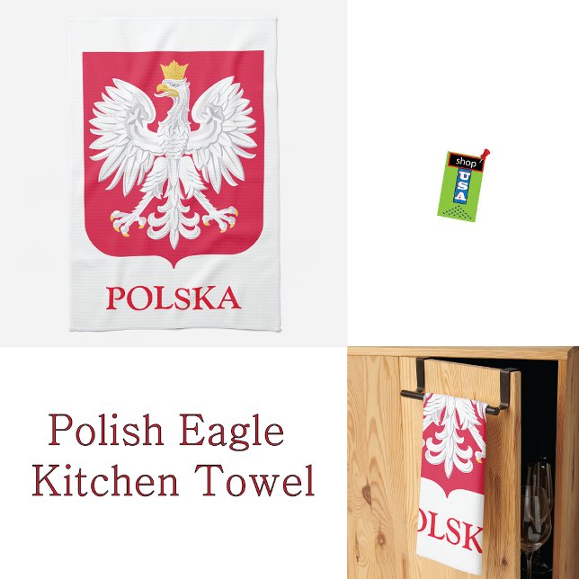 Polish Eagle 🦅 Polski Poland Red Crest Tea Towel (Creator Uploaded)
