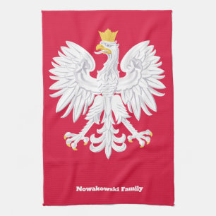 Polish Eagle 🦅 Polski Poland Red Crest Tea Towel