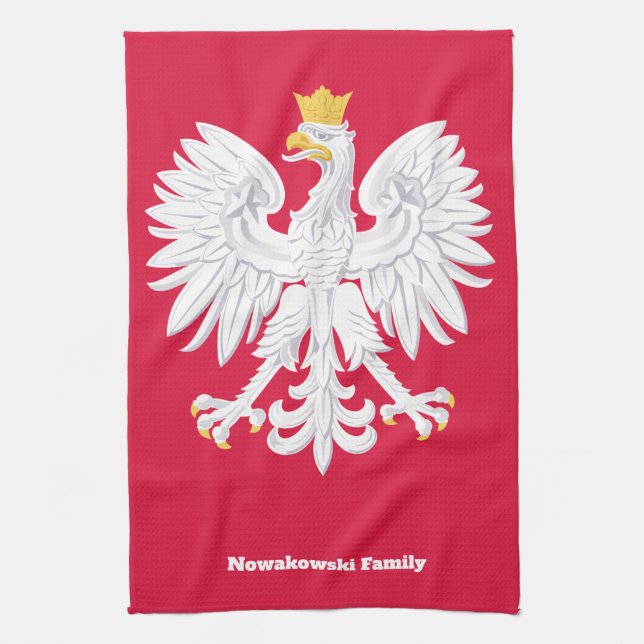 Polish Eagle 🦅 Polski Poland Red Crest Tea Towel (Vertical)