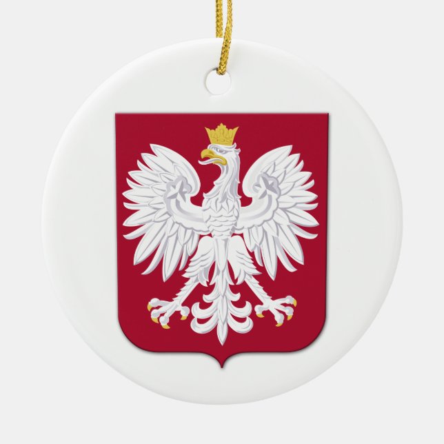 Polish Eagle Red Shield Ceramic Tree Decoration (Front)
