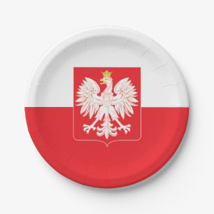Polish Eagle Red Shield Paper Plate