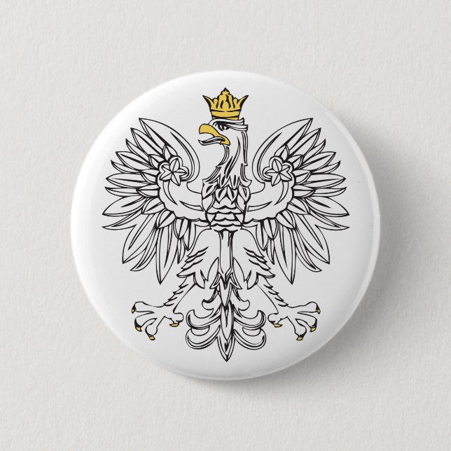 Polish Eagle With Gold Crown 6 Cm Round Badge (Front)