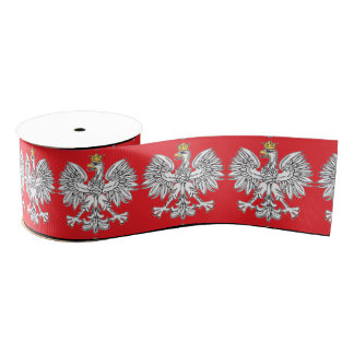 Polish Eagle With Gold Crown Ribbon Grosgrain Ribbon