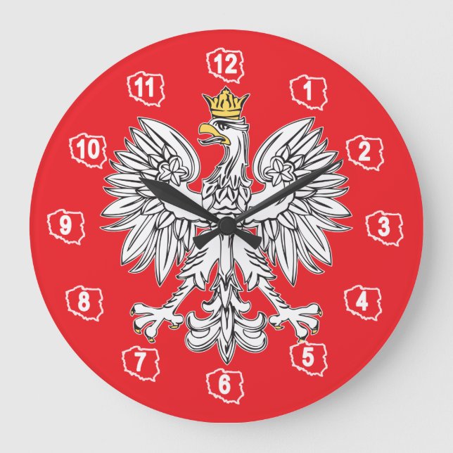 Polish Eagle With Gold Crown Wall Clock (Front)