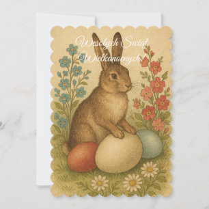 Polish Easter Bunny Rabbit Wesolych Swiat Invitation