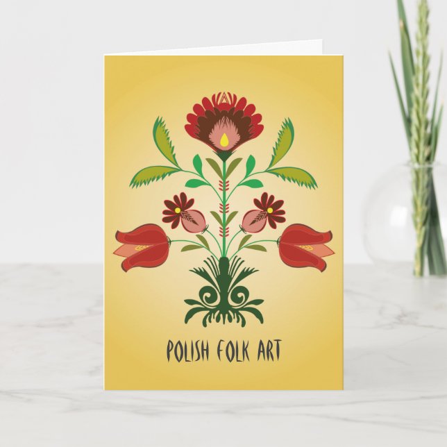 Polish Embroidery Flowers Pattern, Greeting Card (Front)