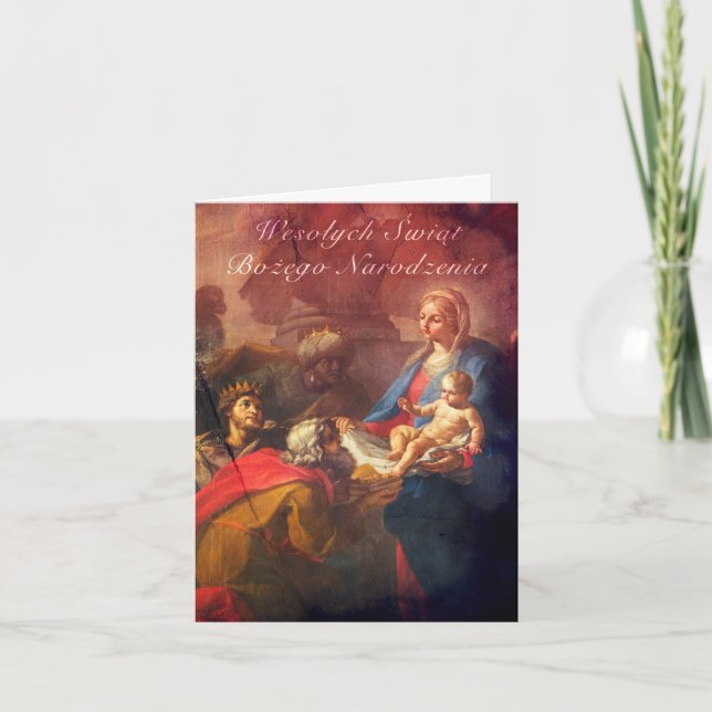 Polish/English Christmas Card - Adoration (Front)