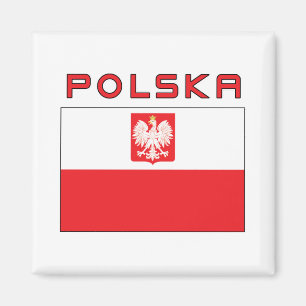 Polish Falcon Flag With Polska Magnet