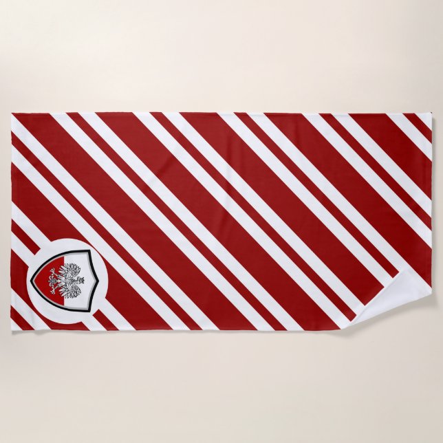 Polish flag-coat arms beach towel (Front)
