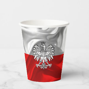 Polish flag-coat arms paper cups