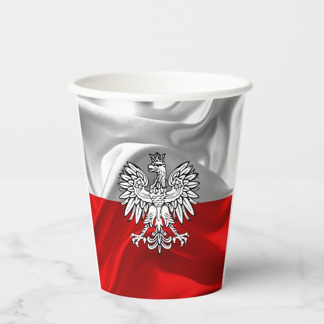 Polish flag-coat arms paper cups (Front)