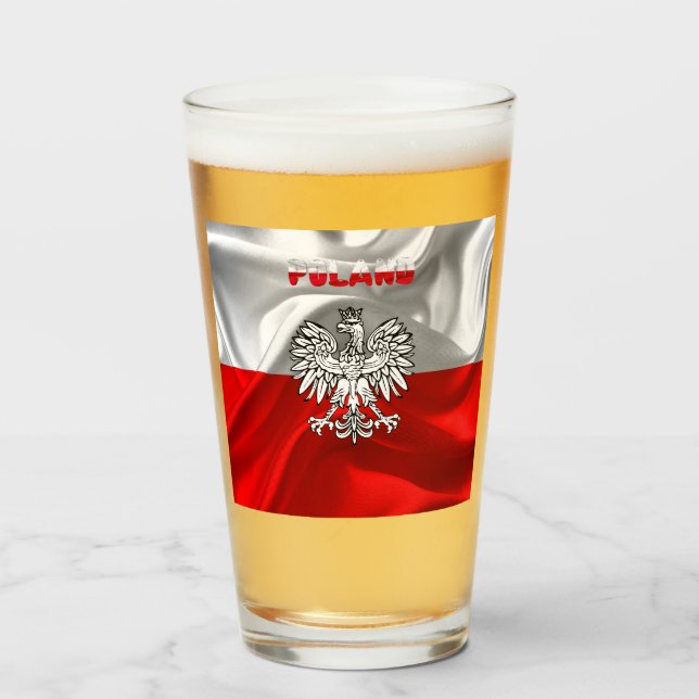 Polish flag-coat of arms  glass (Front Filled)