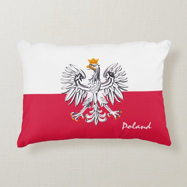 Polish flag & Eagle, Poland fashion holiday/sports Decorative Cushion (Front)