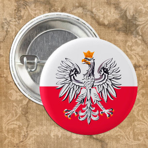 Polish Flag & Eagle Poland fashion patriot /sports 3 Cm Round Badge