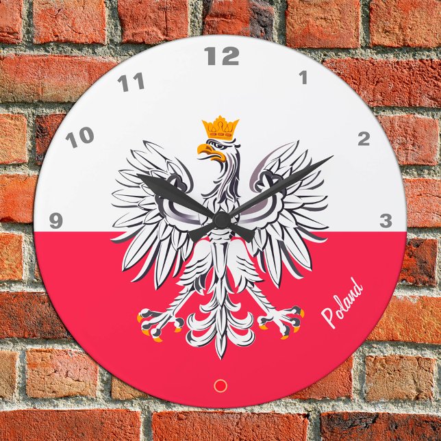 Polish Flag & Eagle, Poland fashion /sports fans Round Clock (Creator Uploaded)
