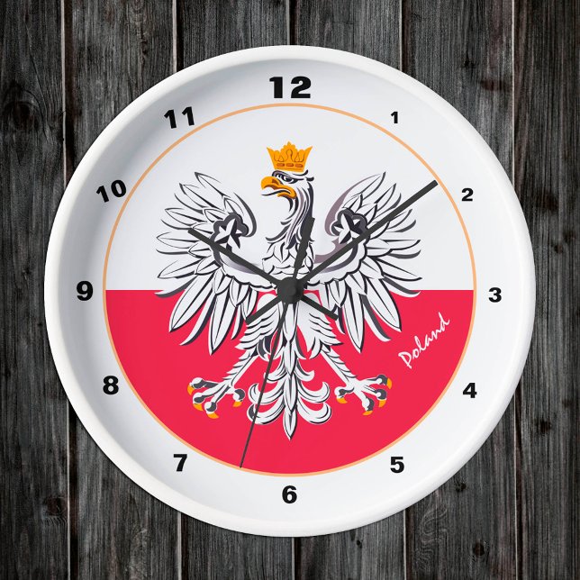 Polish Flag & Eagle, Poland fashion /trendy design Round Clock (Creator Uploaded)