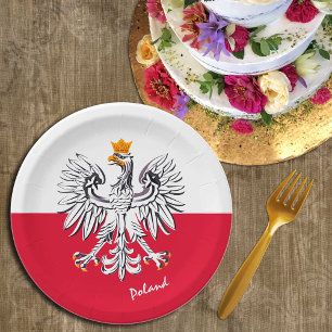 Polish flag & Eagle, Poland party patriots /sports Paper Plate