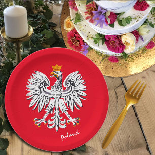 Polish flag & Eagle, Poland party patriots /sports Paper Plate