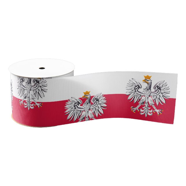 Polish Flag & Eagle symbol, Poland / sports Grosgrain Ribbon (Spool)