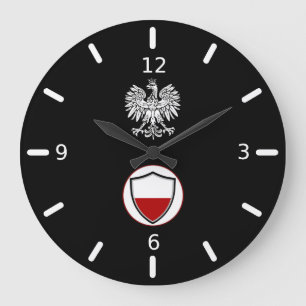 Polish flag-emblem large clock