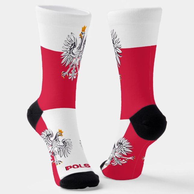 Polish Flag Patriotic, Sustainable Poland Premium Socks (Angled)